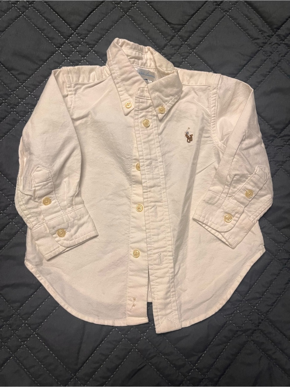 Ralph Lauren White Button-Down Shirt - size 9 months